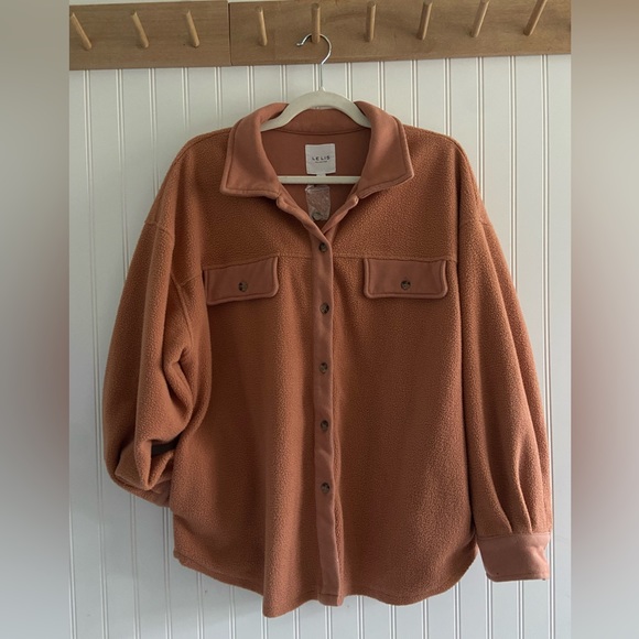 Le Lis Jackets & Blazers - Le Lis Blush Teddy Shacket L